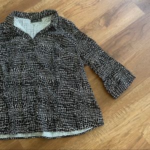 Apt. 9 3X black print button down Blouse